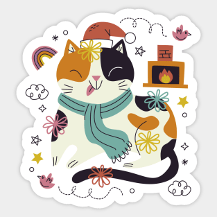 Meowy Christmas Cat Sticker